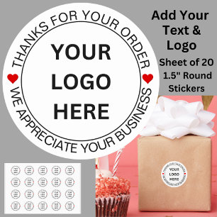 Sticker Rond Changer TOUT LE TEXTE, Ajouter votre logo Merci po