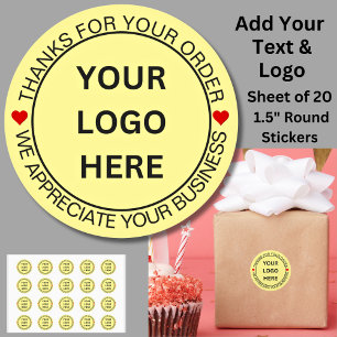 Sticker Rond Changer TOUT LE TEXTE, Ajouter votre Logo Merci po