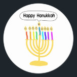 Sticker Rond Channukah heureux Menora/Chanukia<br><div class="desc">hanuka,  hannuka,  hannukah,  hanukah,  hannukkah,  hanoukka,  chanuka,  channuka,  channukah,  chanukah,  channukkah,  chanukia de chanukkah,  chanukkia,  hanukia,  hanukkia,  menora,  mennora,  vacances de menorra,  vacances,  juives,  Judaïsme,  "hanoukka heureux",  visage heureux",  candélabres, </div>