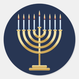 Sticker Rond Chanoukah menorah