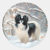 Sticker Rond Chanson Japonaise Laisser Neige Noël (Devant)