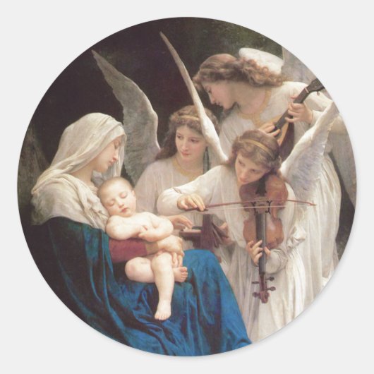 Sticker Rond Chant des Anges (1881) par Bouguereau (Devant)