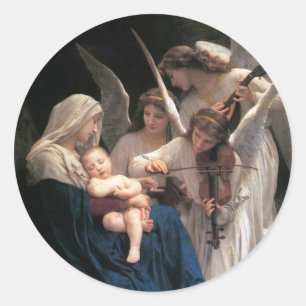 Sticker Rond Chant des Anges (1881) par Bouguereau