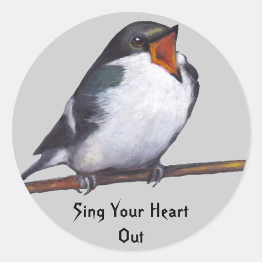 Sticker Rond Chant d'oiseau : Chantez votre coeur : Huile Paste (Devant)