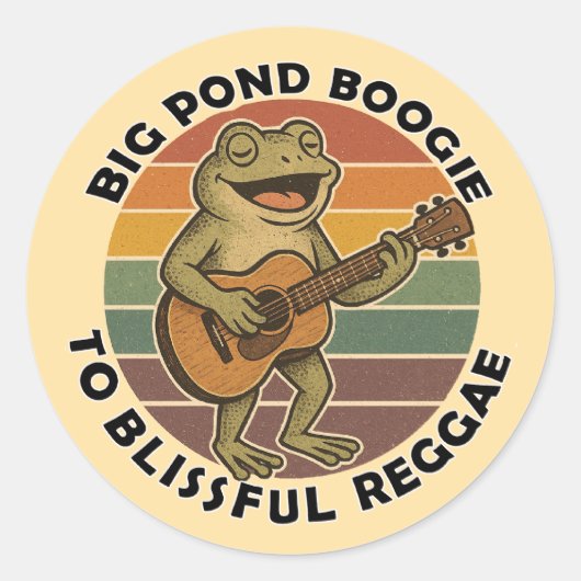 Sticker Rond chant drôle de grenouille (Devant)