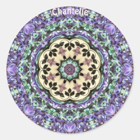 Sticker Rond CHANTELLE ~ ABALONE ~ Paua Shell Kaleidoscope (Devant)