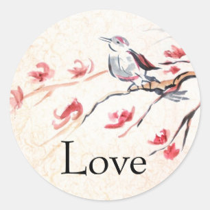 Sticker Rond Chanter Arrière - plan d'oiseaux