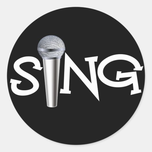 Sticker Rond Chanter avec microphone (Devant)