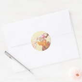 Sticker Rond Chanter Chat avec panier à fleurs (Enveloppe)