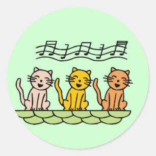 Sticker Rond Chanter des chats Tshirts et cadeaux