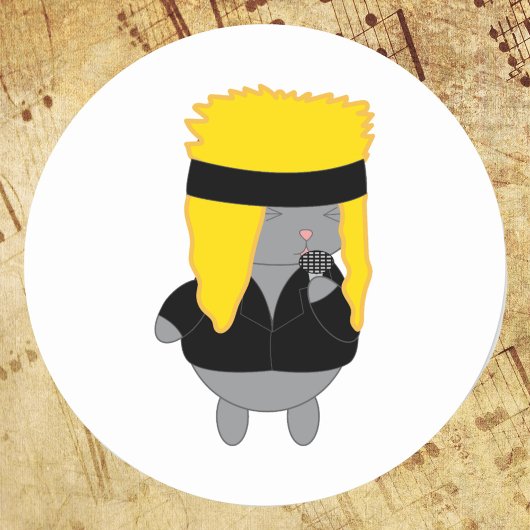 Sticker Rond Chanteur du groupe de coiffure Kawaii