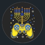 Sticker Rond Chanukah Juif Menorah Gamer Drôle Jeu<br><div class="desc">Chanukah Juif Menorah Gamer Drôle Jeu</div>