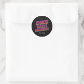 Sticker Rond Chaos rend les souvenirs Retro Synthwave Design am (Sac)