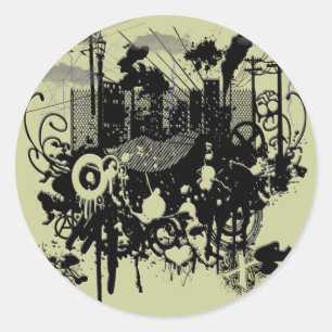 Sticker Rond Chaos urbain