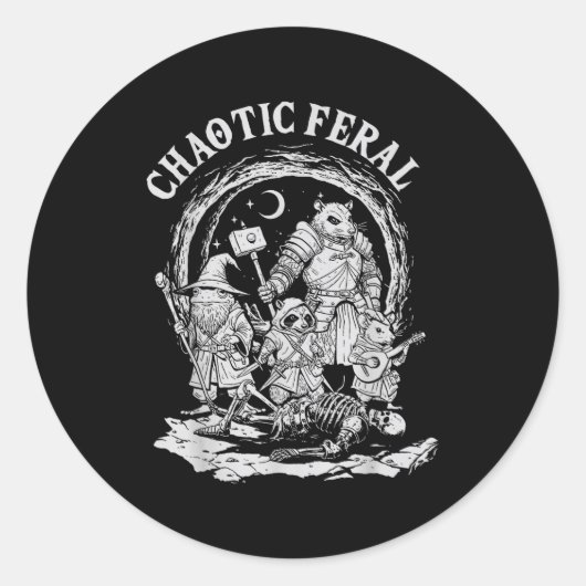 Sticker Rond Chaotic Feral Funny Rpg Party Fantasy Animal Meme  (Devant)