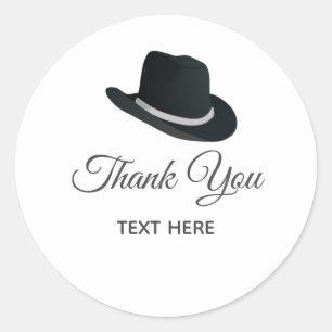 Sticker Rond Chapeau de campagne & Calligraphie sur fond blanc