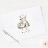 Sticker Rond Chapeau de cowgirl de la mariée posse Bottes Nom p (Enveloppe)