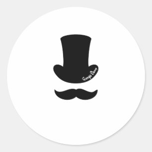 Sticker Rond chapeau de dessus Moustache