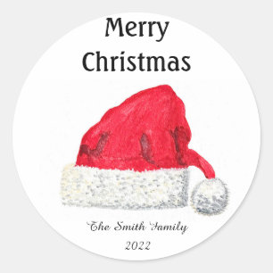 Sticker Rond Chapeau de Père Noël Mignon Hiver Noël Rétro Vinta
