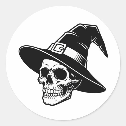 Sticker Rond Chapeau de sorcière crâne Art gothique - autocolla (Devant)