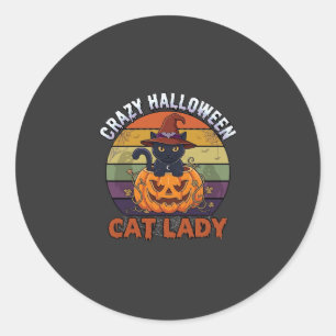 Sticker Rond Chapeau de sorcière de citrouille noire de dame de