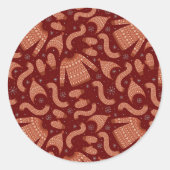 Sticker Rond Chapeau écharpe rouge blanc pour pull de Noël laid (Devant)
