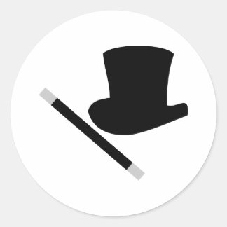 Sticker Rond chapeau magique et baguette magique