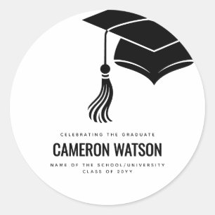Sticker Rond Chapeau minimaliste moderne et remise des diplômes