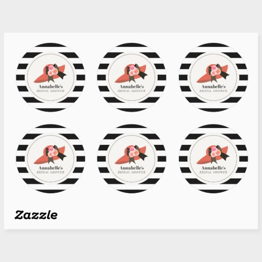 Sticker Rond Chapeau Rouge de Style Derby Rose Mariage (Feuille)