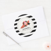 Sticker Rond Chapeau Rouge de Style Derby Rose Mariage (Enveloppe)