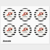 Sticker Rond Chapeau rouge de style Derby Rose pour enterrement (Feuille)