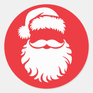 Sticker Rond Chapeau visage de Père Noël Noël