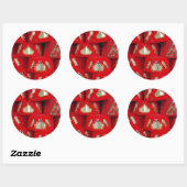 Sticker Rond Chapeaux Fez Rouges Au Marché (Feuille)