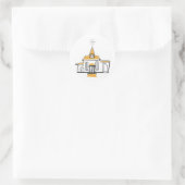 Sticker Rond Chapelle blanche avec accents or (Sac)