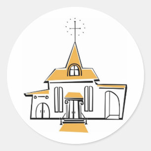 Sticker Rond Chapelle blanche avec accents or