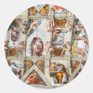 Sticker Rond Chapelle Sixtine Michelangelo - Vatican, Rome, Ita