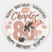 Sticker Rond Chapitre 80 Elégant Rose Or 80e anniversaire (Devant)