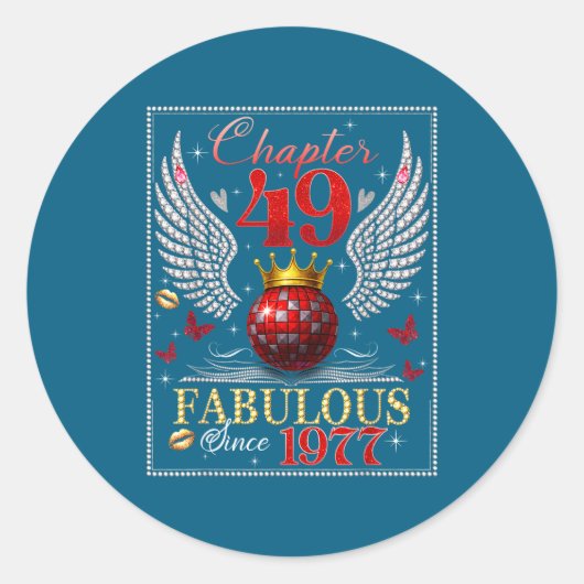Sticker Rond Chapter 49 Fabulous Est. 1977 Disco Ball 49th Birt (Devant)