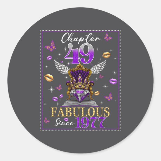 Sticker Rond Chapter 49 Fabulous Since 1977 49th Birthday Women (Devant)