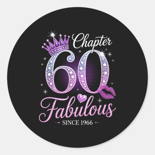 Sticker Rond Chapter 60 Fabulous Since 1966 60th Birthday Queen (Devant)