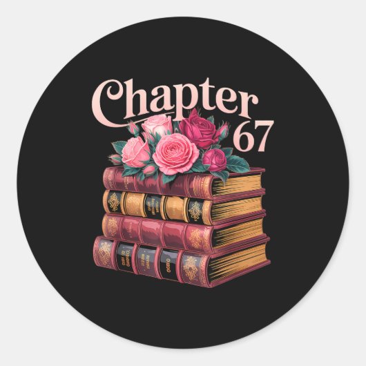 Sticker Rond Chapter 67 Floral Book Stack Design  (Devant)