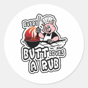 Sticker Rond Chaque Beurre Aime Un Fumeur De Viande Fruit