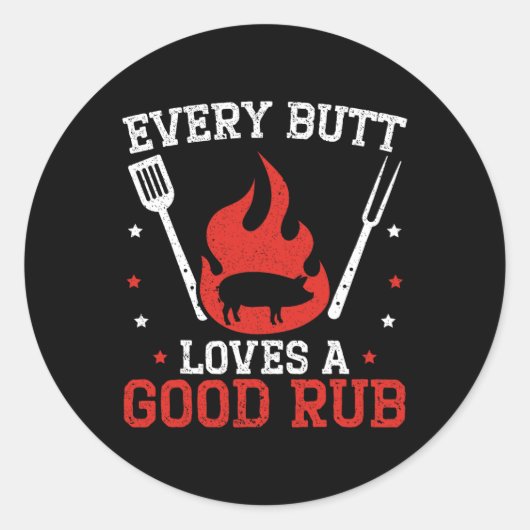 Sticker Rond Chaque Bouton Aime Une Belle Rbecue Grillant Bbq (Devant)