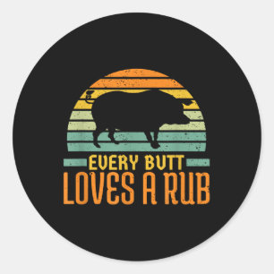 Sticker Rond Chaque Butt Aime Un Fruit Viande Porc Grill Bbq