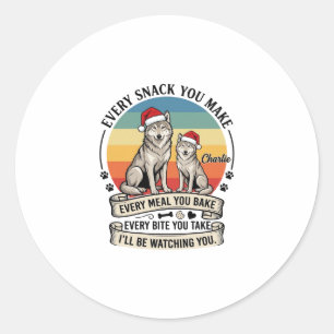 Sticker Rond Chaque friandise que vous faites Chien Père Noël C