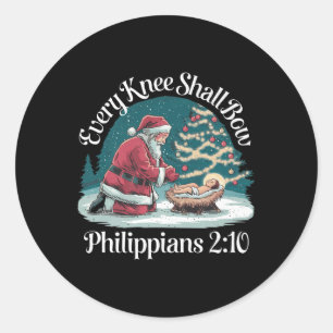 Sticker Rond Chaque Genou Bow Jésus Christian Père Noël Xmas Ch