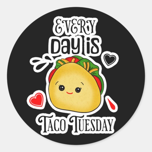 Sticker Rond Chaque jour est mardi Taco (Devant)