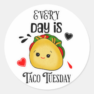 Sticker Rond Chaque jour est mardi Taco