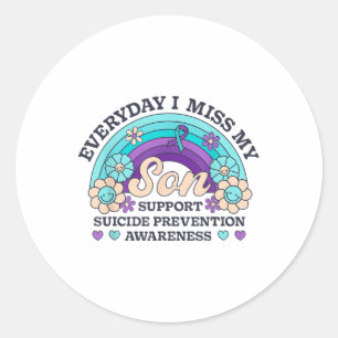 Sticker Rond Chaque jour je manque mon fils soutien prévention