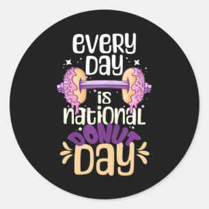 Sticker Rond Chaque Jour, La Fête Nationale Des Donuts Dit Love